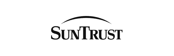 SunTrust logo with bold black text and a curved line arching over the letters "U" to "T".