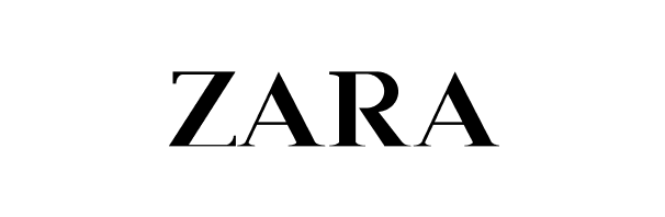 The image shows the ZARA logo in bold, black capital letters on a plain white background.